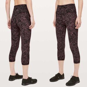 Lululemon Align Crop 21" Lacescape Spanish Rose Black Leggings Pants Workout 2